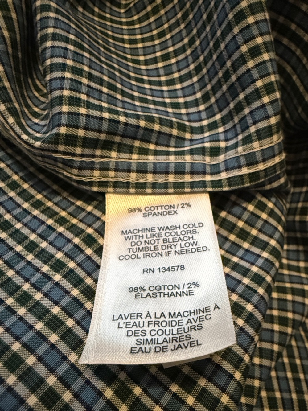 Vineyard Vines Blue And Green Micro Plaid Button-Down Long Sleeve Pocket Shirt - Picture 4 of 4